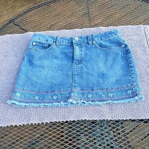 Embroidered Denim Skirt
